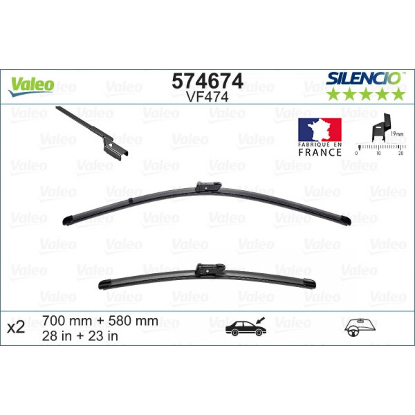 Pyyhinsetti Valeo Silencio X.TRM OE VF474, 700/580 mm