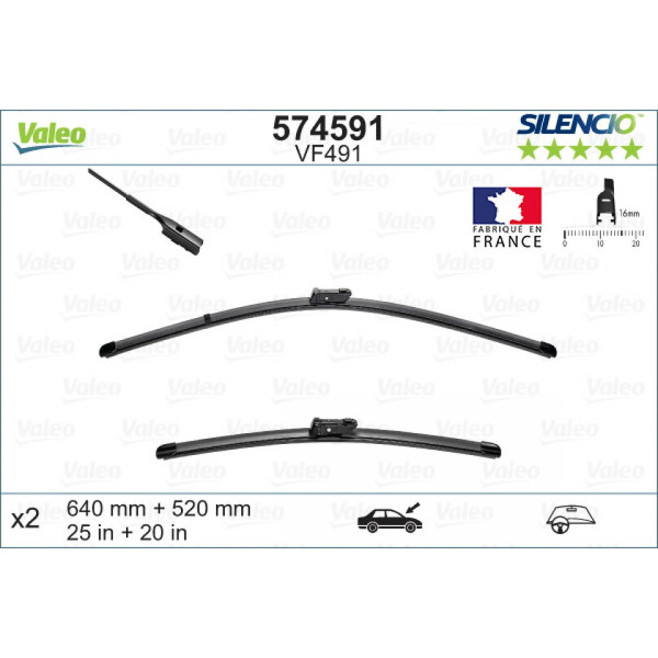 Pyyhinsetti Valeo Silencio X.TRM OE VF491, 640/520 mm