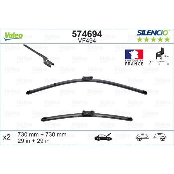 Pyyhinsetti Valeo Silencio X.TRM OE VF494, 730/730 mm