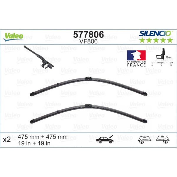 Pyyhinsetti Valeo Silencio X.TRM OE VF806, 475/475 mm
