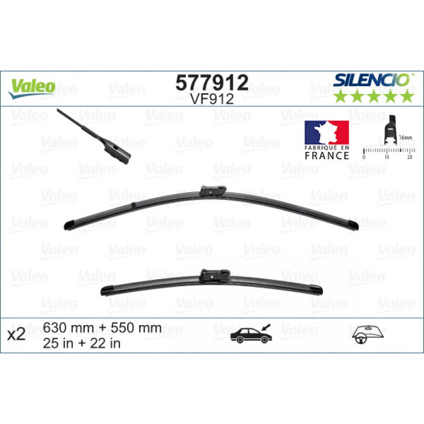 Pyyhinsetti Valeo Silencio X.TRM OE VF912, 630/550 mm