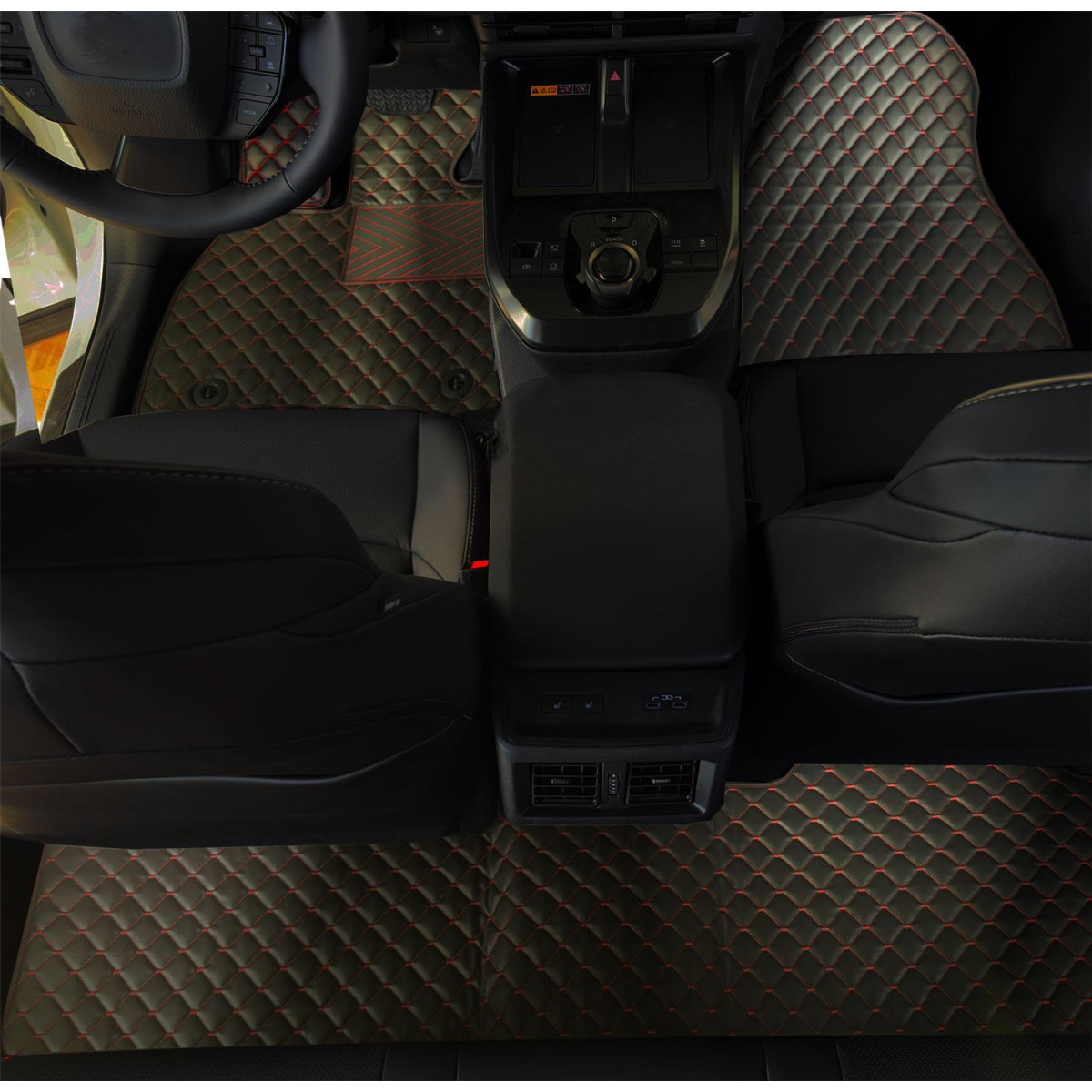 Eco-nahka matot QuiltyMats ACURA RSX 2001-2006 (Musta / punaiset ompeleet)