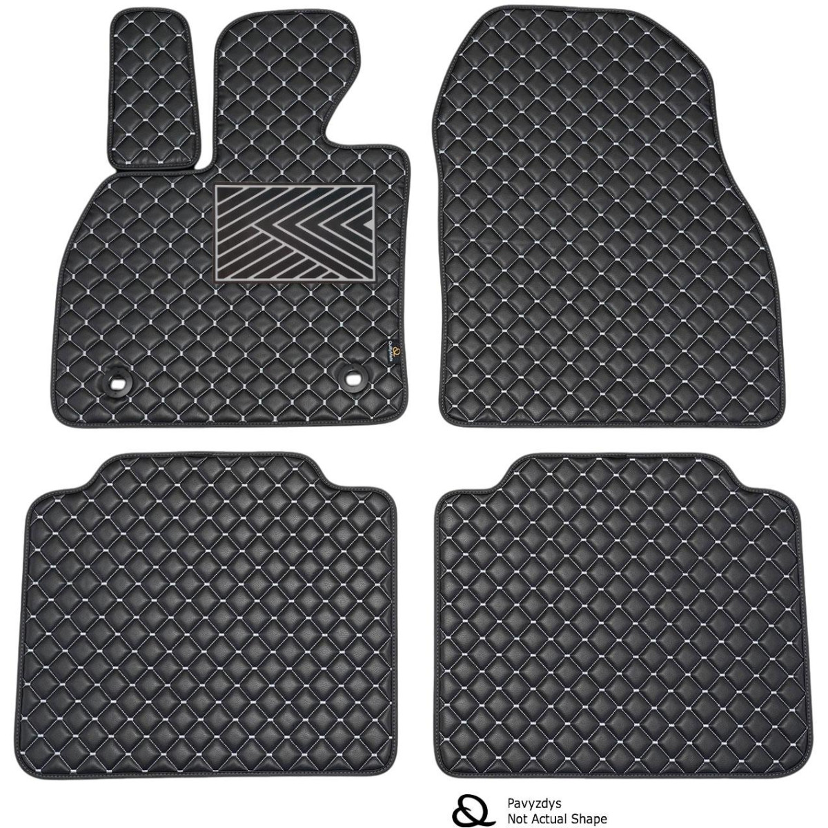 Eco-nahka matot QuiltyMats AUDI A6 2006-2011 (C6) (Musta / harmaat ompeleet)