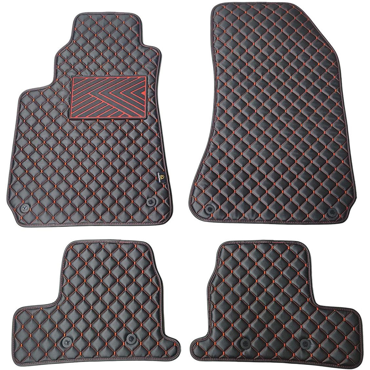 Eco-nahka matot QuiltyMats ALFA Romeo BRERA 2005-2010 (Musta / punaiset ompeleet)