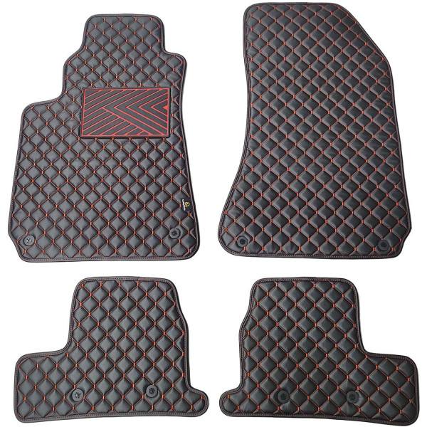 Eco-nahka matot QuiltyMats ALFA Romeo BRERA 2005-2010 (Musta / punaiset ompeleet)