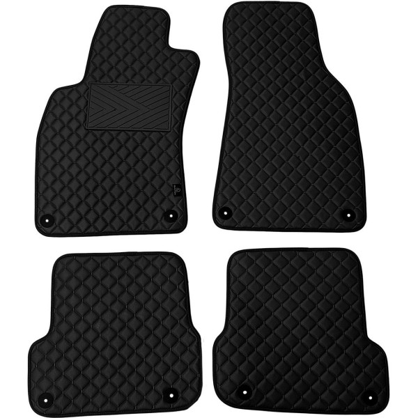 Eco-nahka matot QuiltyMats AUDI A6 2006-2011 (C6) (Musta / mustat ompeleet)