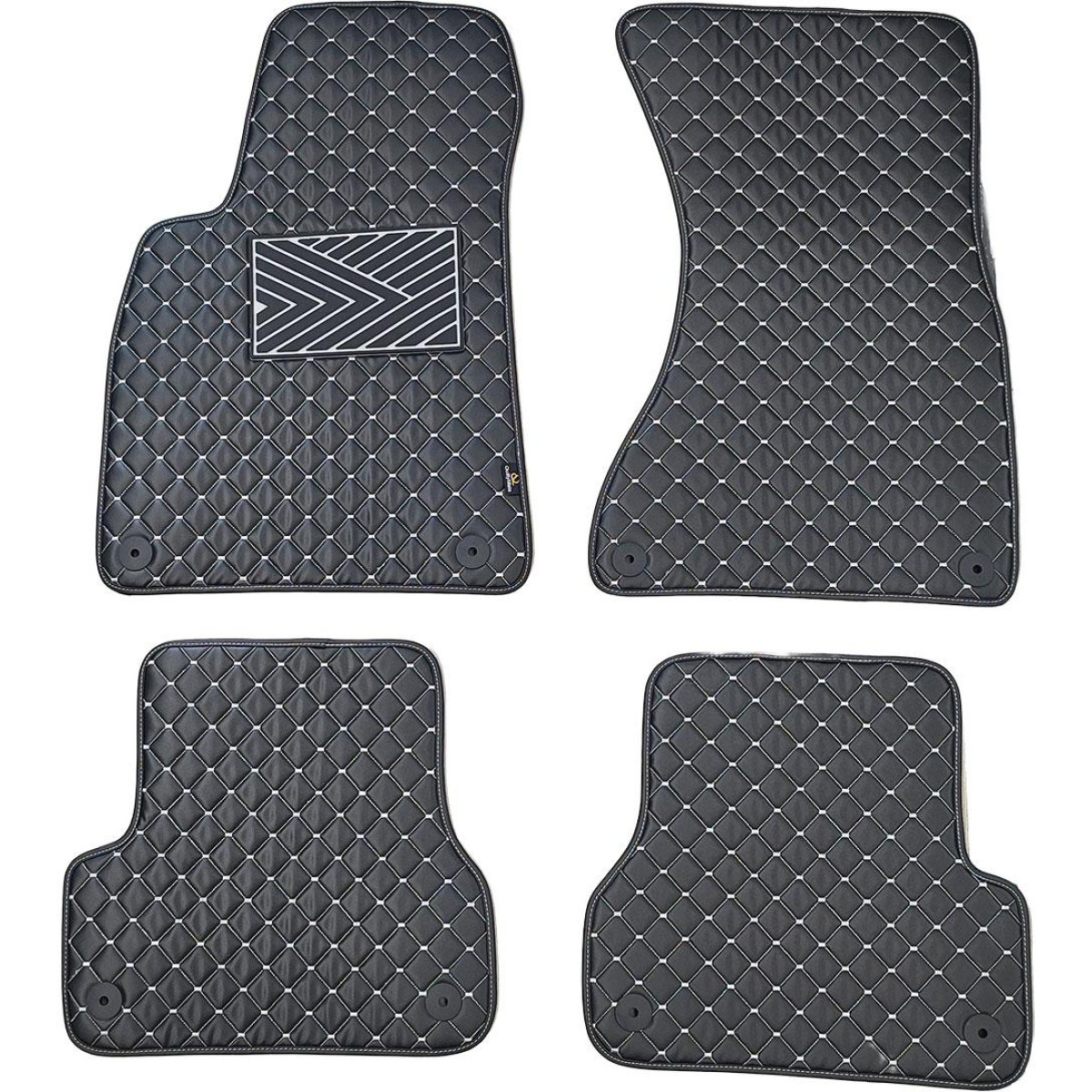 Eco-nahka matot QuiltyMats AUDI A6 2011-2018 (C7) (Musta / harmaat ompeleet)