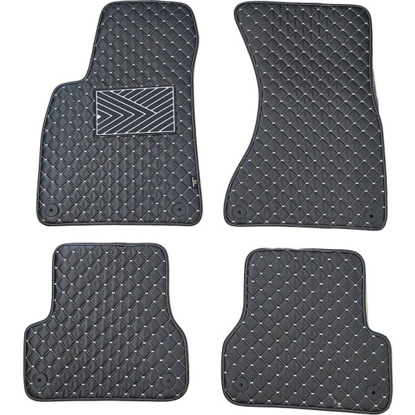 Eco-nahka matot QuiltyMats AUDI A6 2011-2018 (C7) (Musta / harmaat ompeleet)