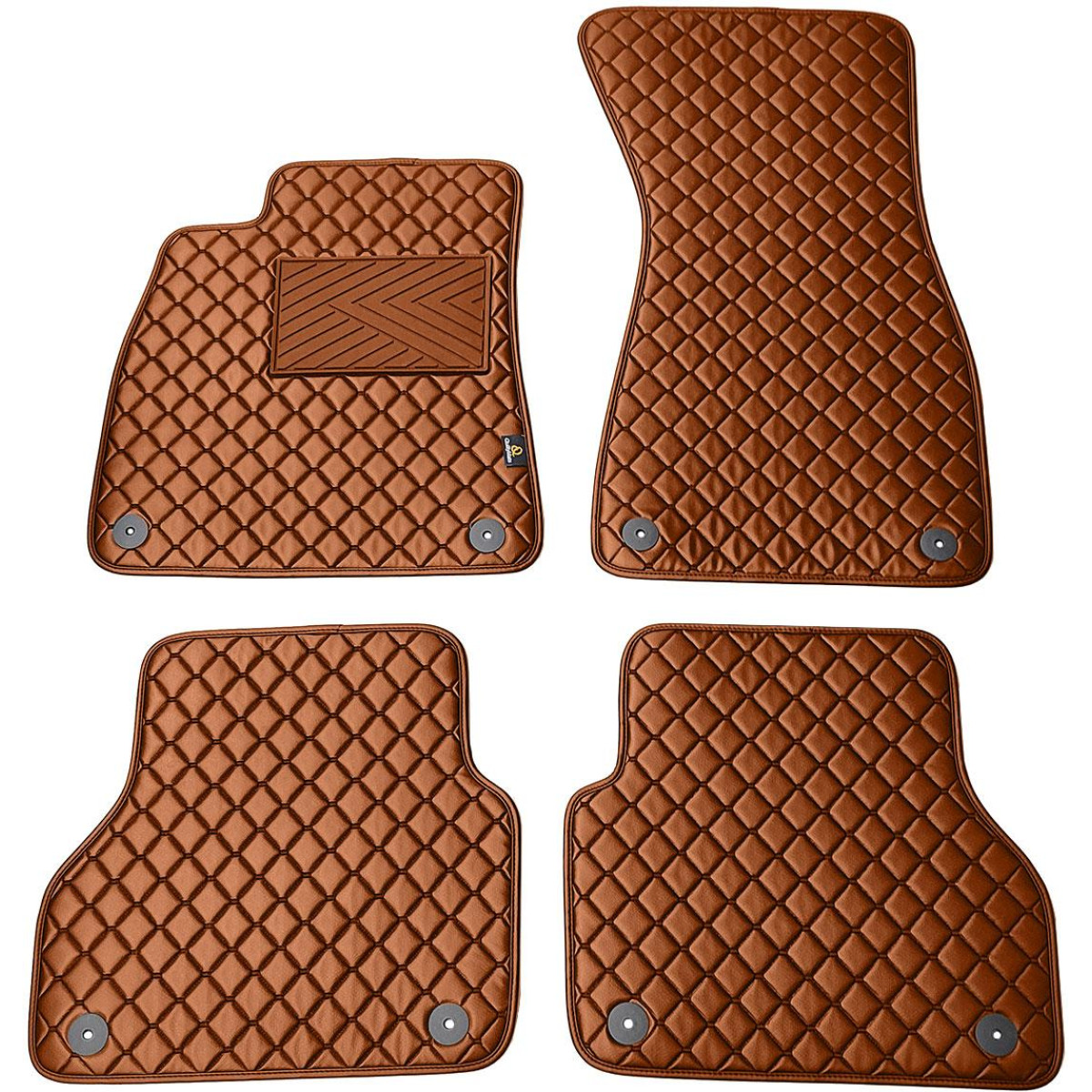 Eco-nahka matot QuiltyMats AUDI A6 2018-2025 (C8) (Ruskea / ruskeat ompeleet)