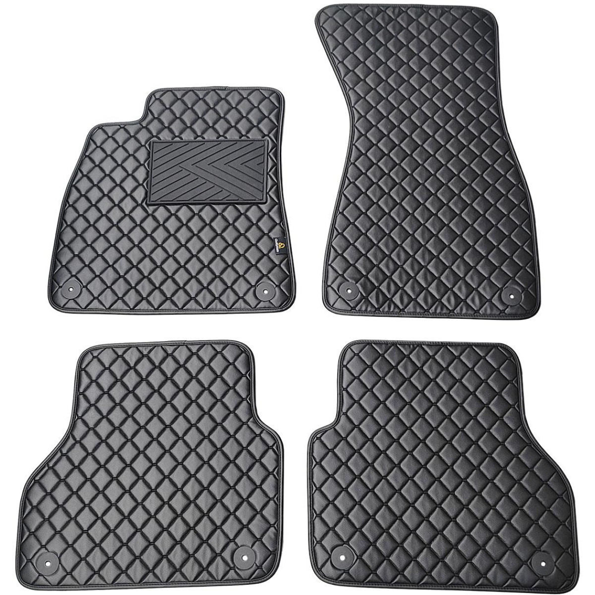 Eco-nahka matot QuiltyMats AUDI A6 vuodesta 2018 (C8) (Musta / mustat ompeleet)