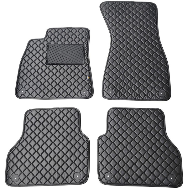 Eco-nahka matot QuiltyMats AUDI A6 vuodesta 2018 (C8) (Musta / mustat ompeleet)