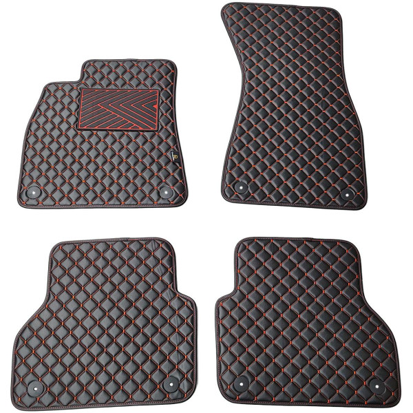 Eco-nahka matot QuiltyMats AUDI A7 2018-2025 (Musta / punaiset ompeleet)