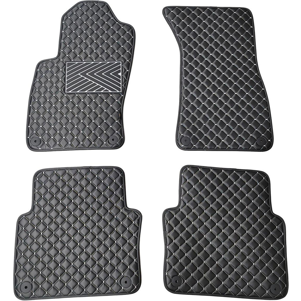 Eco-nahka matot QuiltyMats AUDI A8 2002-2009 (D3) (Musta / harmaat ompeleet)