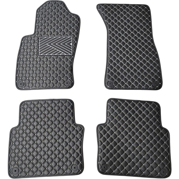 Eco-nahka matot QuiltyMats AUDI A8 2002-2009 (D3) (Musta / harmaat ompeleet)
