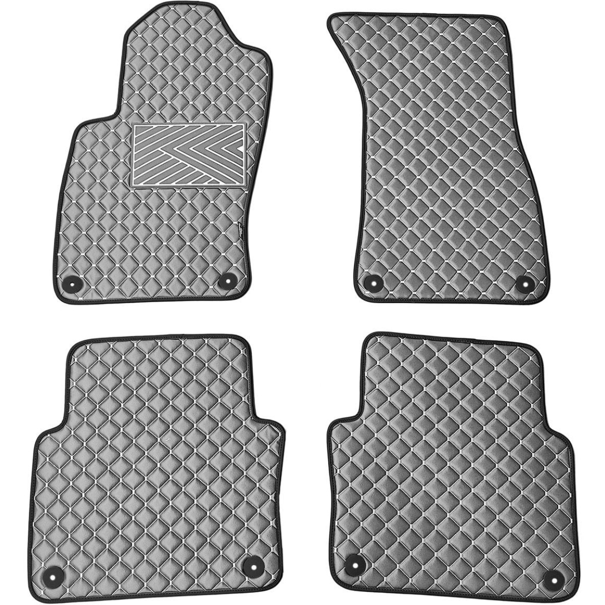 Eco-nahka matot QuiltyMats AUDI A8 2002-2009 (D3) (Harmaa / harmaat ompeleet)