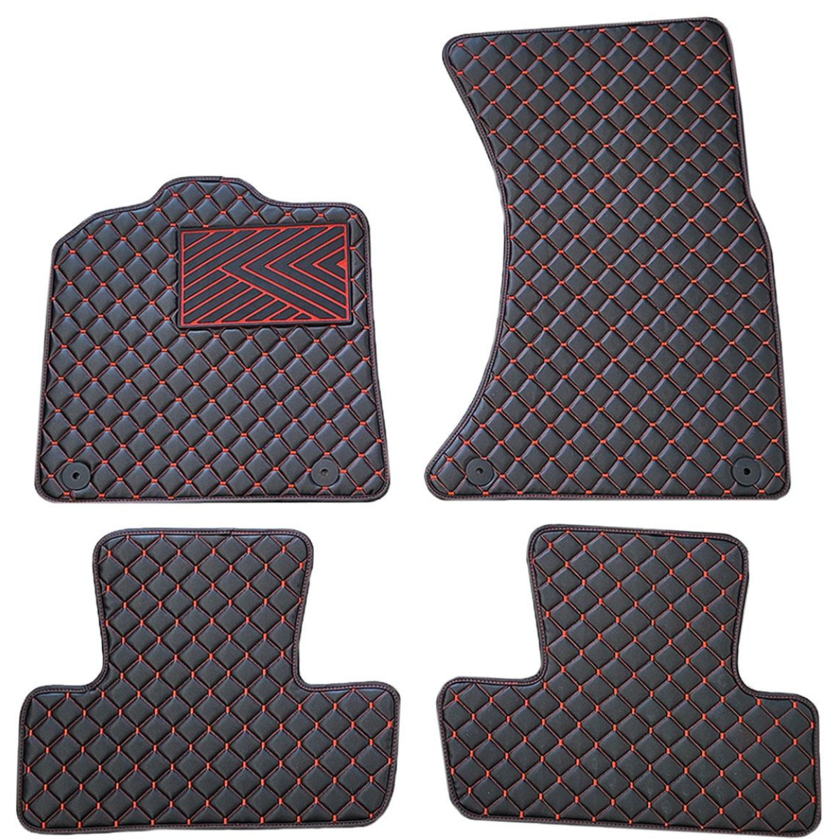 Eco-nahka matot QuiltyMats AUDI Q5 2008-2016 (Musta / punaiset ompeleet)