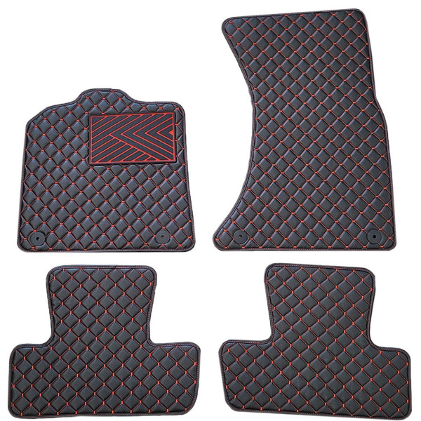 Eco-nahka matot QuiltyMats AUDI Q5 2008-2016 (Musta / punaiset ompeleet)