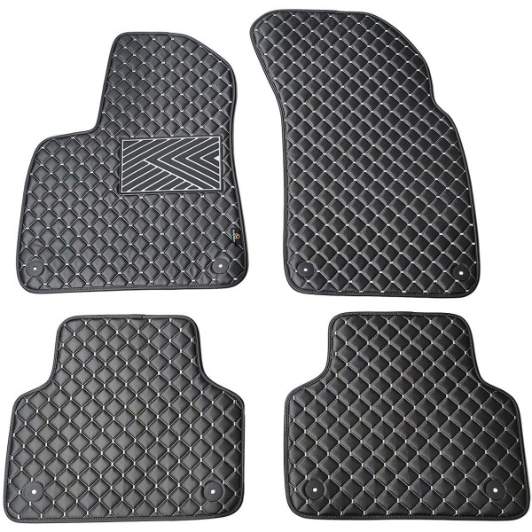 Eco-nahka matot QuiltyMats AUDI Q7 vuodesta 2015 (Musta / harmaat ompeleet)