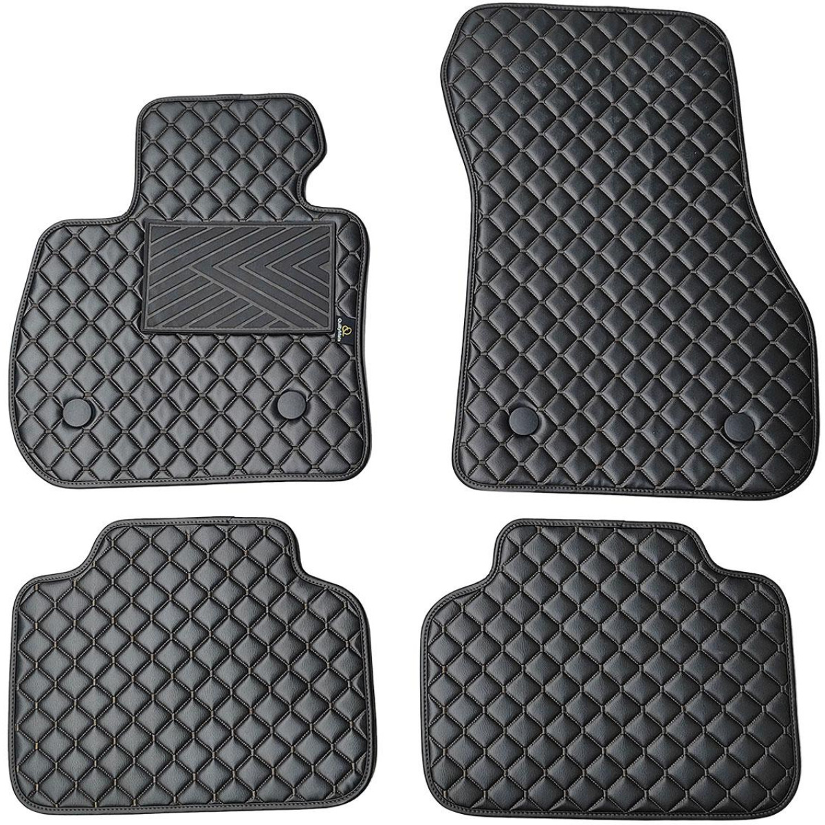 Eco-nahka matot QuiltyMats BMW 2 ser. 2014-2021 (F45) (Musta / mustat ompeleet)