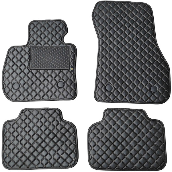 Eco-nahka matot QuiltyMats BMW 2 ser. 2014-2021 (F45) (Musta / mustat ompeleet)