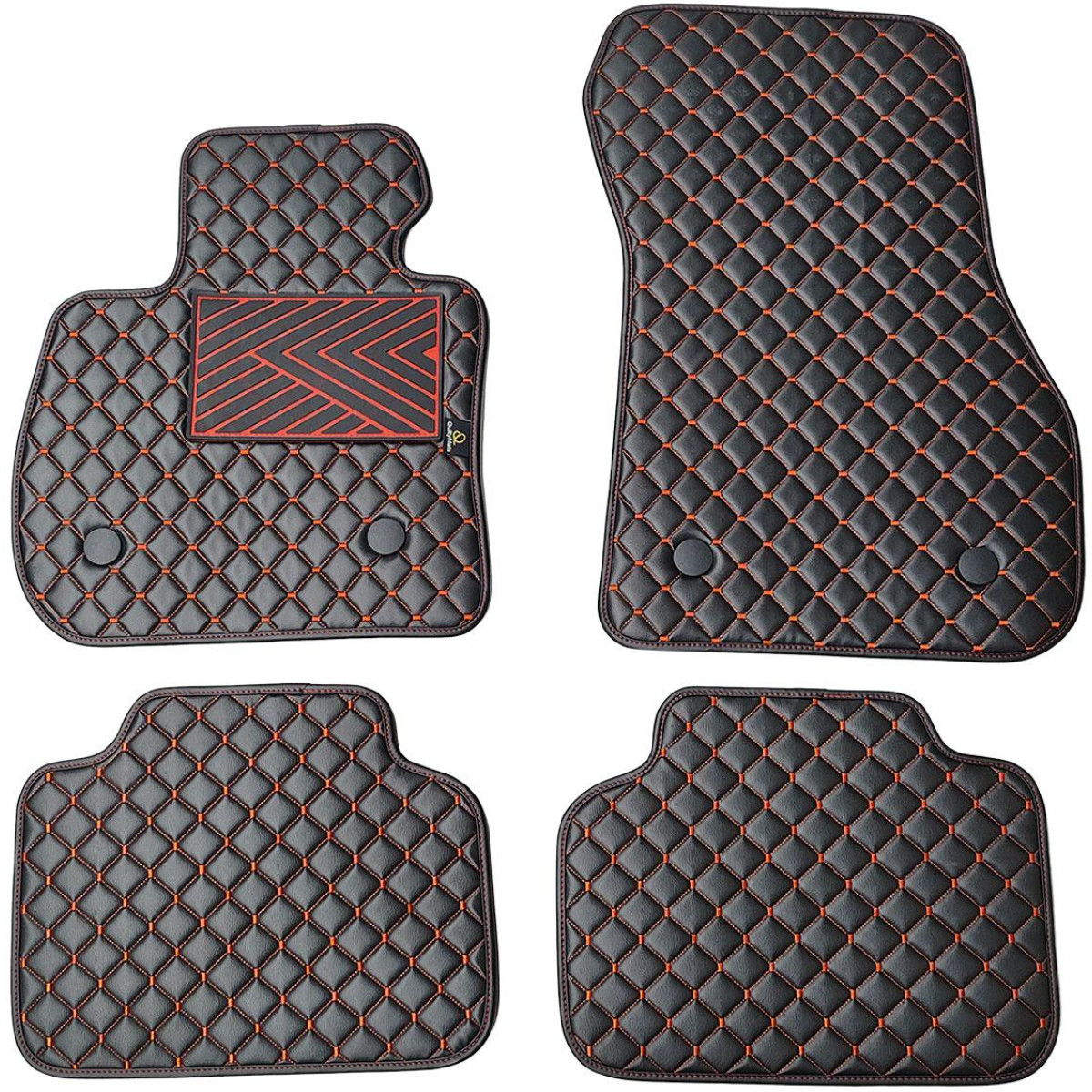 Eco-nahka matot QuiltyMats BMW 2 ser. 2014-2021 (F45) (Musta / punaiset ompeleet)