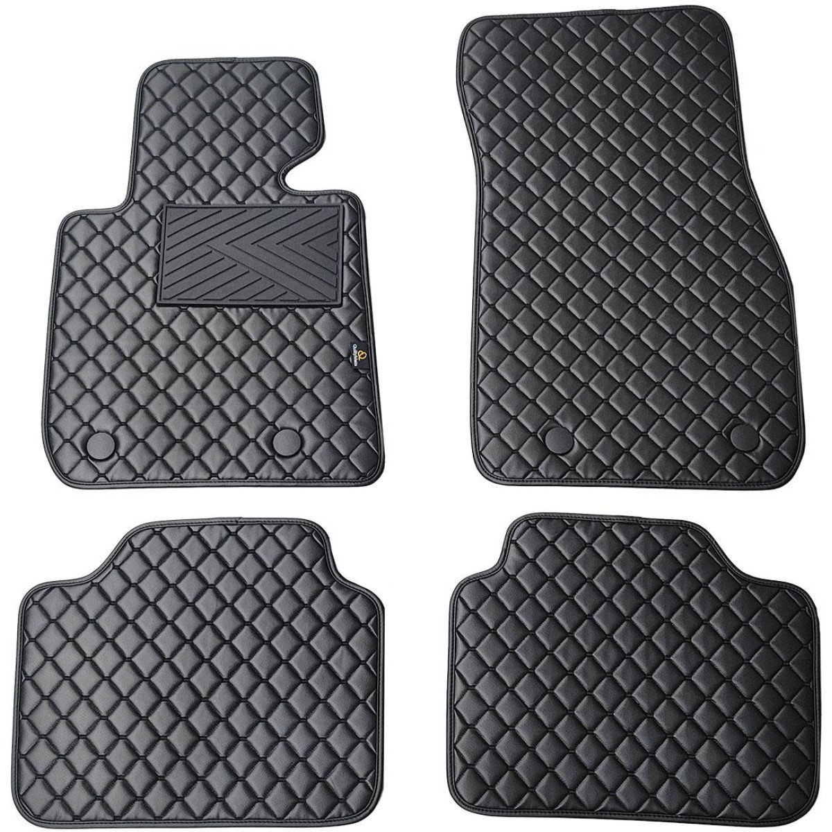 Eco-nahka matot QuiltyMats BMW 3 ser. vuodesta 2019 (G20/G21) (Musta / mustat ompeleet)