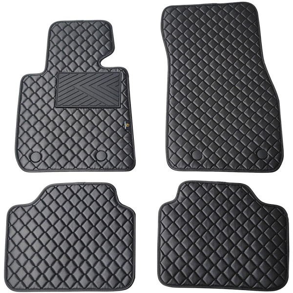 Eco-nahka matot QuiltyMats BMW 3 ser. vuodesta 2019 (G20/G21) (Musta / mustat ompeleet)