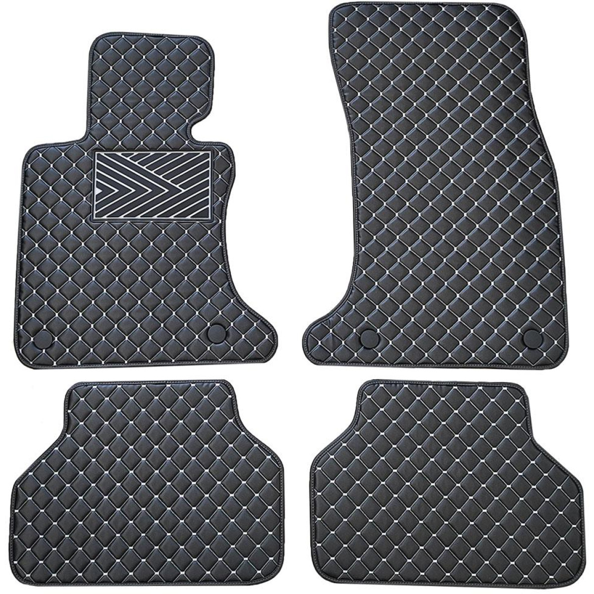 Eco-nahka matot QuiltyMats BMW 5 ser. 2004-2010 (E60/E61) (Musta / harmaat ompeleet)