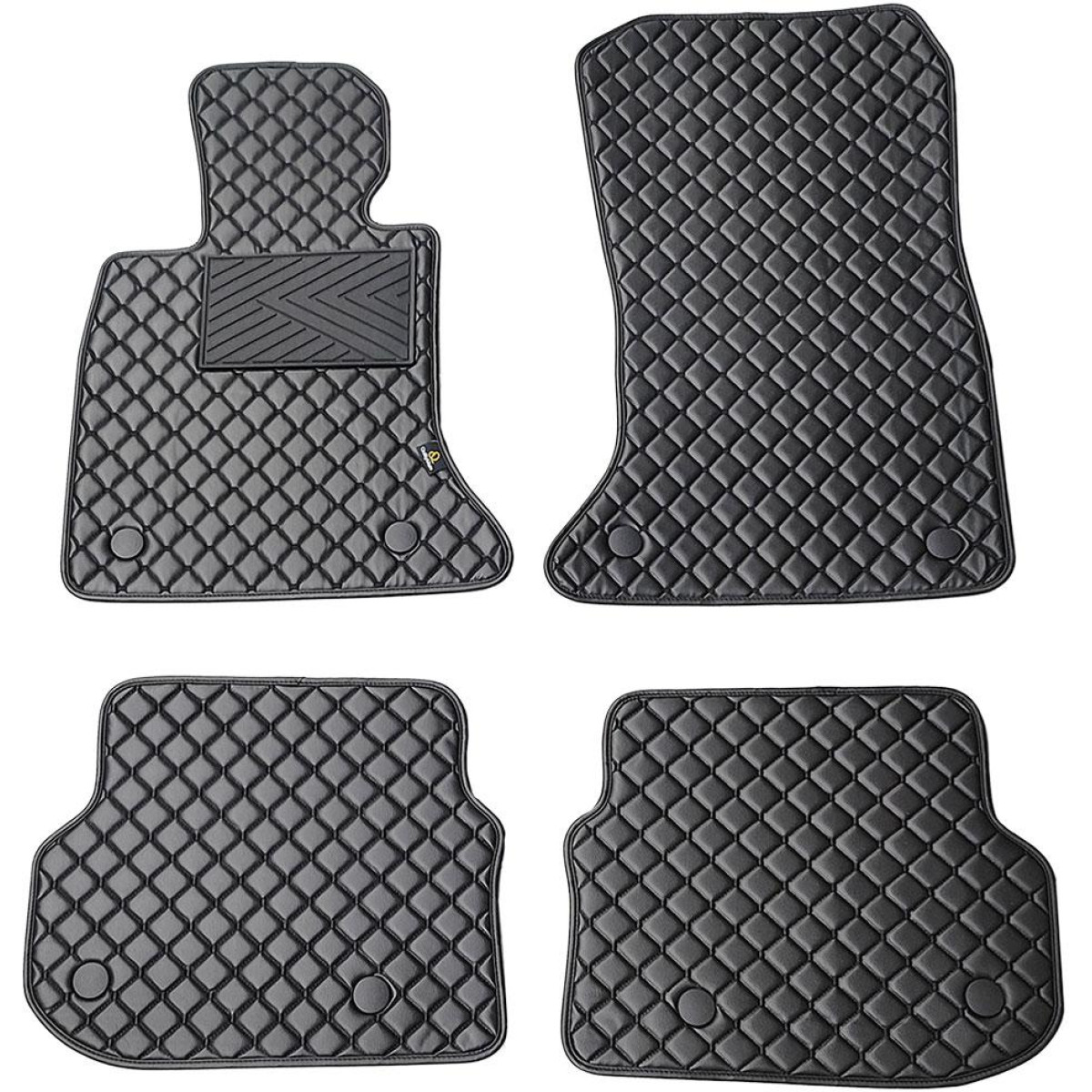 Eco-nahka matot QuiltyMats BMW 5 ser. 2010-2014 (F10) (Musta / mustat ompeleet)