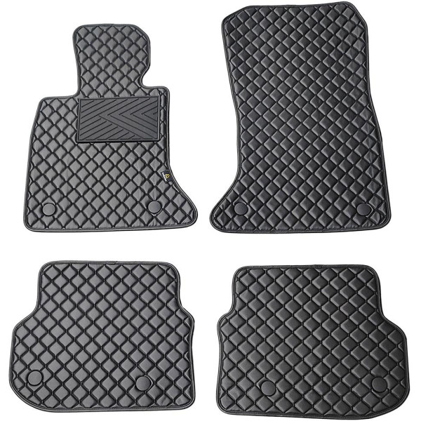 Eco-nahka matot QuiltyMats BMW 5 ser. 2010-2014 (F10) (Musta / mustat ompeleet)