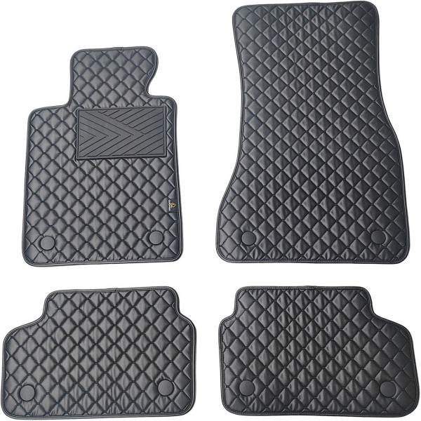 Eco-nahka matot QuiltyMats BMW 5 ser. 2016-2023 (G30/G31) (Musta / mustat ompeleet)