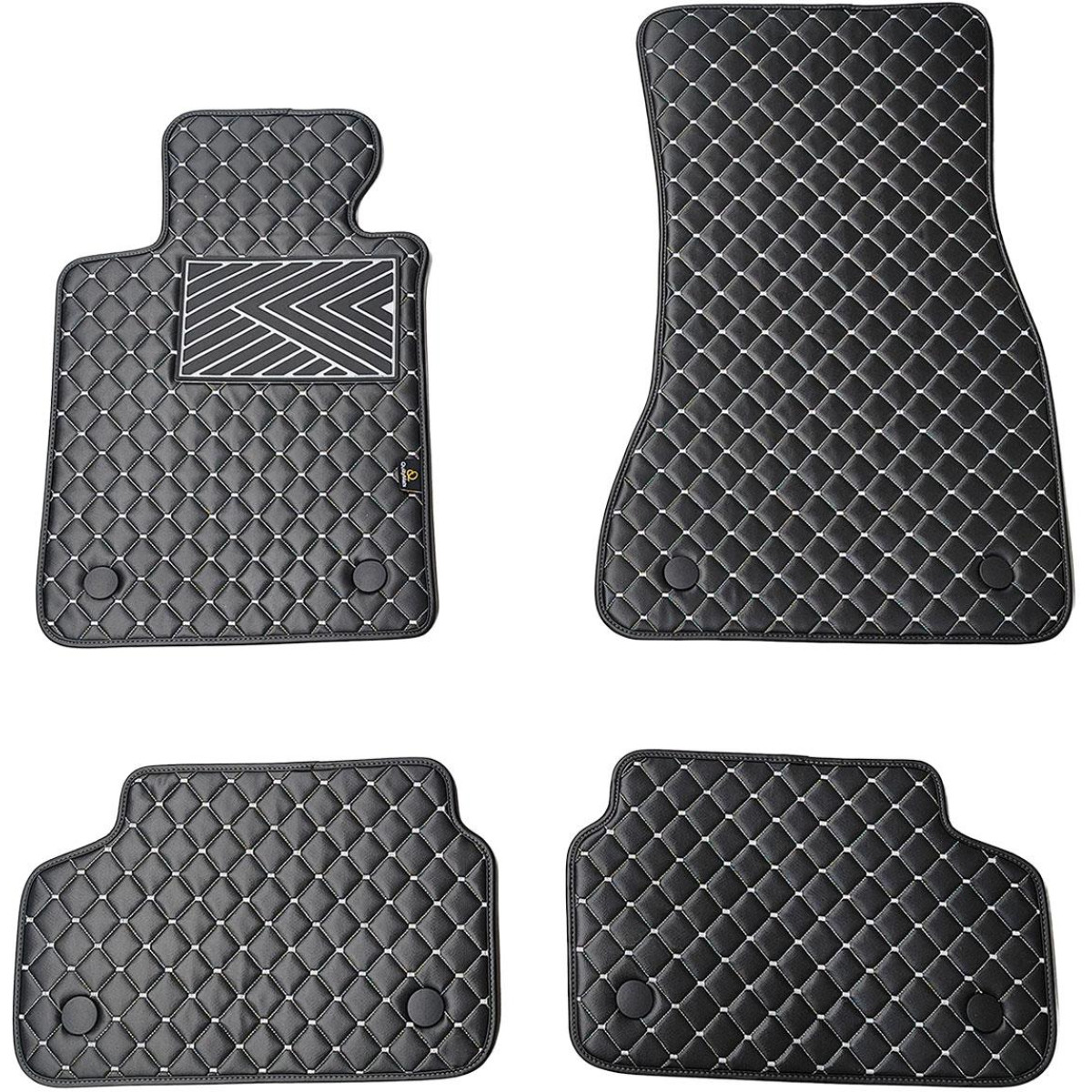 Eco-nahka matot QuiltyMats BMW 5 ser. 2016-2023 (G30/G31) (Musta / harmaat ompeleet)