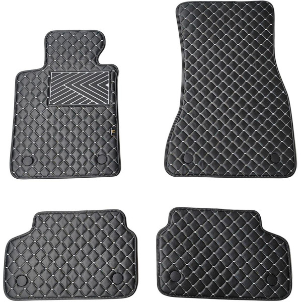 Eco-nahka matot QuiltyMats BMW 5 ser. 2016-2023 (G30/G31) (Musta / harmaat ompeleet)