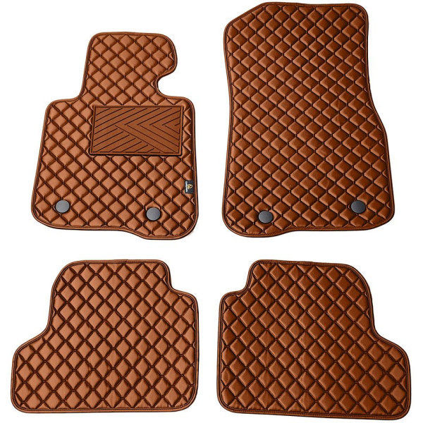 Eco-nahka matot QuiltyMats BMW M4 2014-2020 (F82 Coupe) (Ruskea / ruskeat ompeleet)