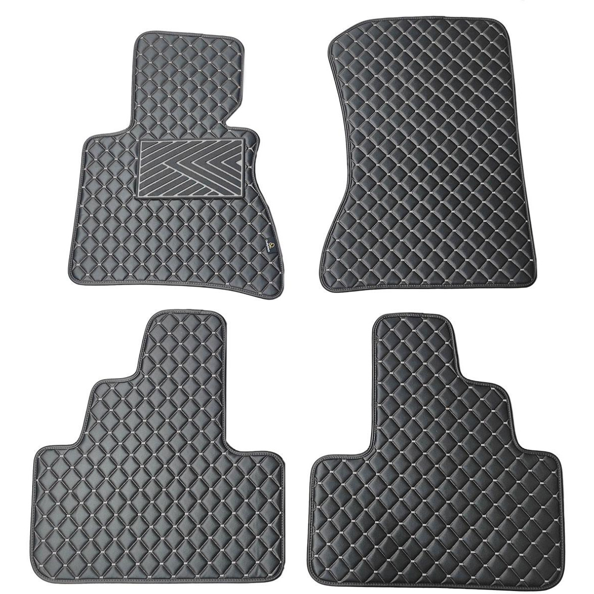 Eco-nahka matot QuiltyMats BMW X3 2003-2010 (E83) (Musta / harmaat ompeleet)