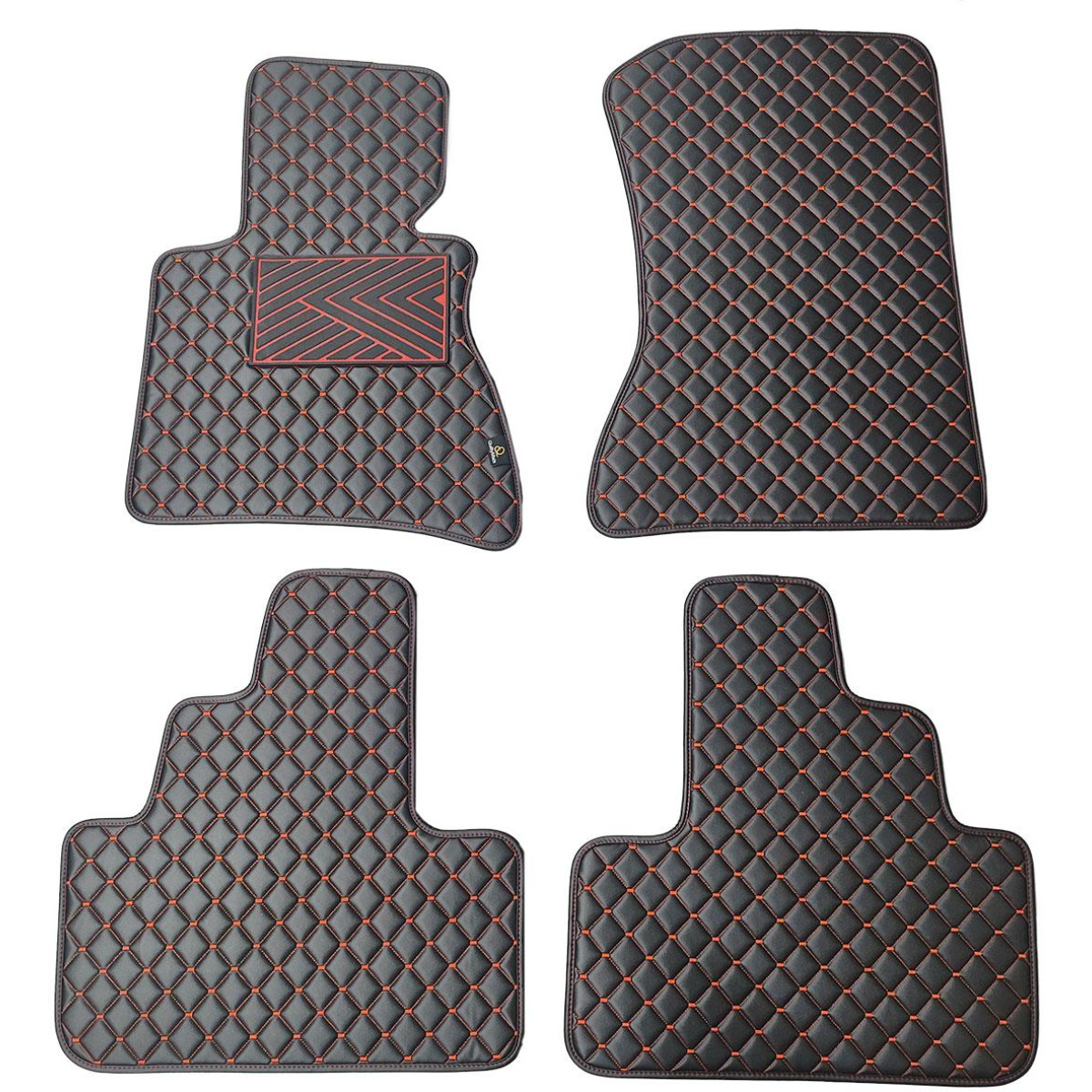 Eco-nahka matot QuiltyMats BMW X3 2003-2010 (E83) (Musta / punaiset ompeleet)