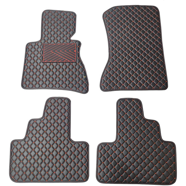 Eco-nahka matot QuiltyMats BMW X3 2003-2010 (E83) (Musta / punaiset ompeleet)