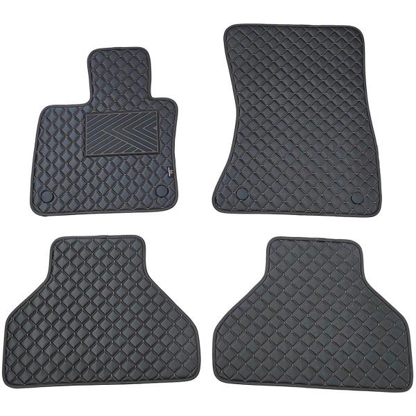 Eco-nahka matot QuiltyMats BMW X5 2007-2013 (E70) (Musta / mustat ompeleet)