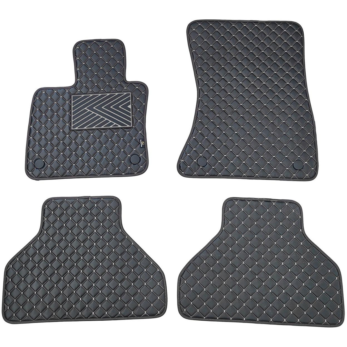 Eco-nahka matot QuiltyMats BMW X5 2007-2013 (E70) (Musta / harmaat ompeleet)