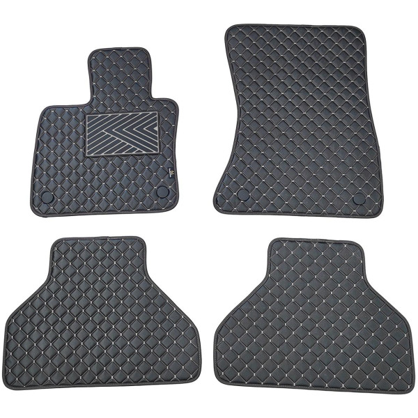 Eco-nahka matot QuiltyMats BMW X5 2007-2013 (E70) (Musta / harmaat ompeleet)