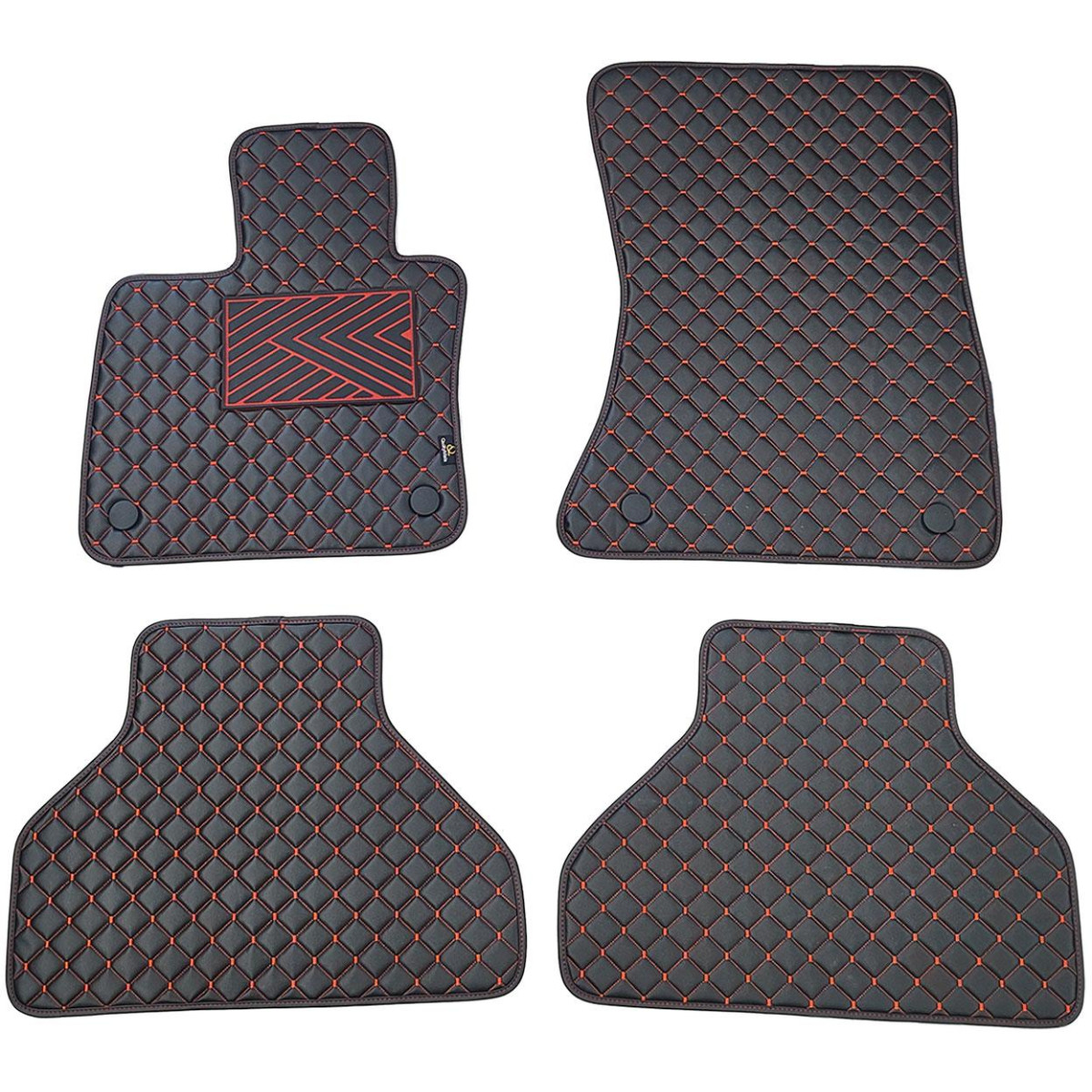 Eco-nahka matot QuiltyMats BMW X5 2007-2013 (E70) (Musta / punaiset ompeleet)