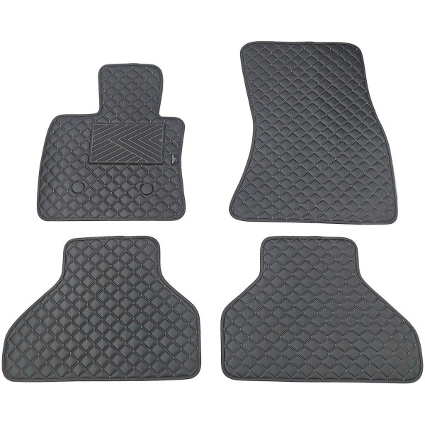 Eco-nahka matot QuiltyMats BMW X5 2013-2018 (F15) (Musta / mustat ompeleet)
