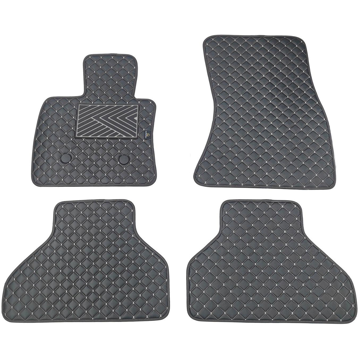 Eco-nahka matot QuiltyMats BMW X5 2013-2018 (F15) (Musta / harmaat ompeleet)