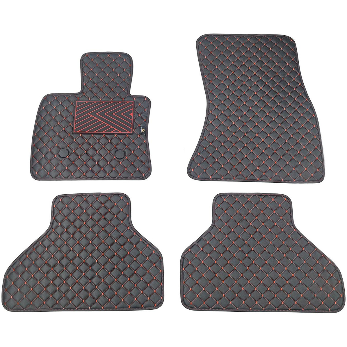 Eco-nahka matot QuiltyMats BMW X5 2013-2018 (F15) (Musta / punaiset ompeleet)
