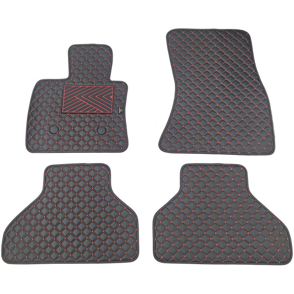 Eco-nahka matot QuiltyMats BMW X5 2013-2018 (F15) (Musta / punaiset ompeleet)