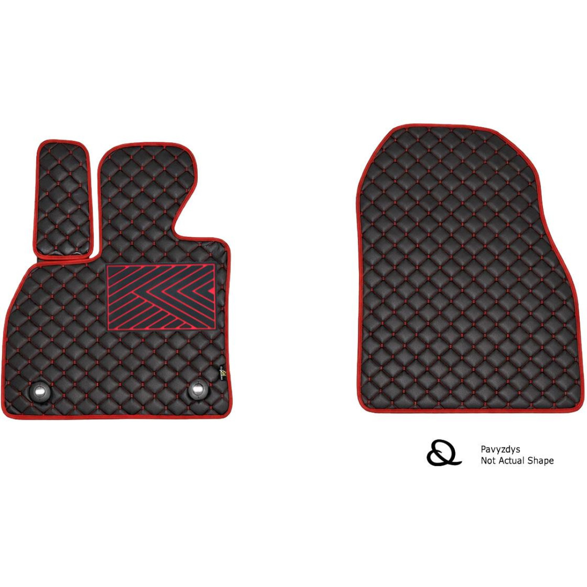 Eco-nahka matot QuiltyMats FIAT PANDA 2003-2012 (Van) (Musta / punaiset ompeleet)