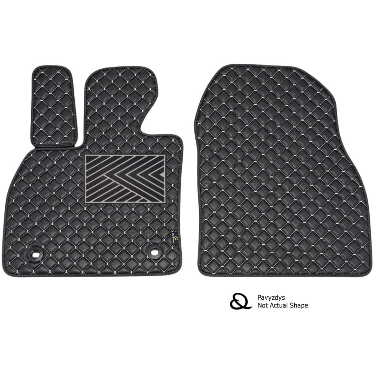 Eco-nahka matot QuiltyMats FIAT PANDA 2003-2012 (Van) (Musta / harmaat ompeleet)