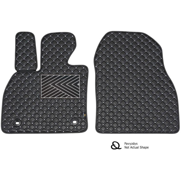 Eco-nahka matot QuiltyMats FIAT PANDA 2003-2012 (Van) (Musta / harmaat ompeleet)