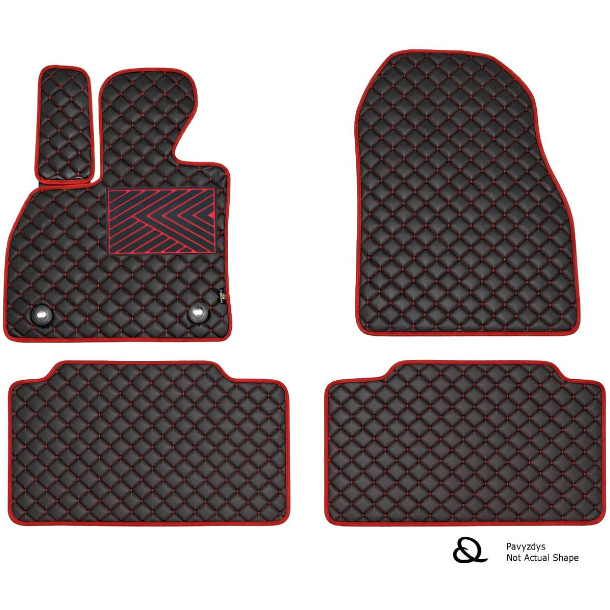 Eco-nahka matot QuiltyMats AUDI A6 2011-2018 (C7) (Musta / punaiset ompeleet)