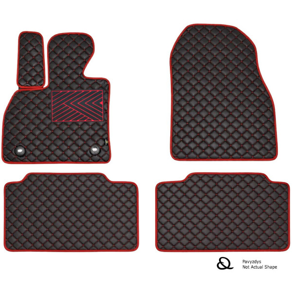 Eco-nahka matot QuiltyMats AUDI A8 2002-2009 (D3) (Musta / punaiset ompeleet)